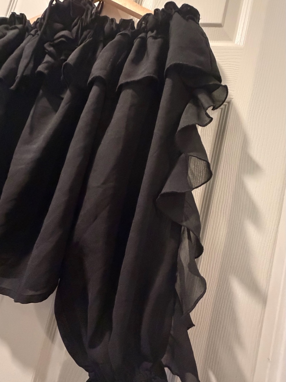 Off-Shoulder Black Ruffle Blouse - Picture 3 of 4